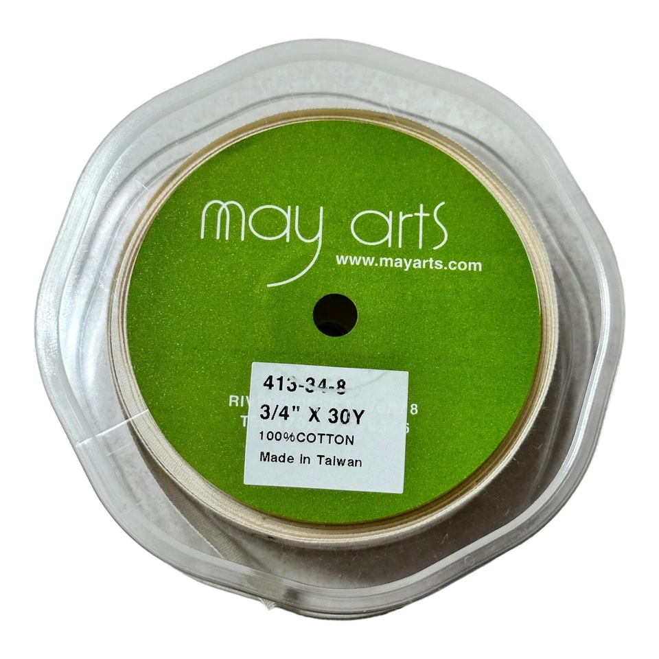 May Arts Ivory Canvas HAPPY HOLIDAYS DEER Printed Ribbon 3/4”x 25 Yds Woven Edge - Image 4 of 4