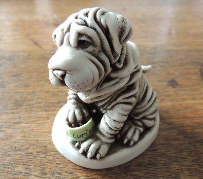 Harmony Kingdom Fusspot Shar-Pei Trinket Box Marble Resin 1999 England