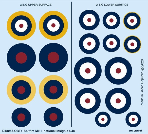 MW22 Eduard D48053 Spitfire Mk.I National Insignia 1/48 Decal For Eduard-image