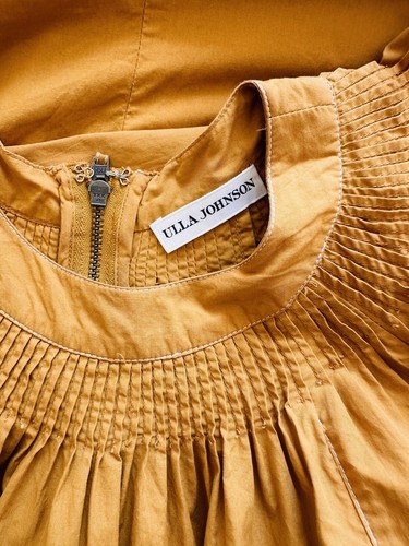 ULLA JOHNSON Ojales Bordado Pierna Ancha Mono Vestido Algodón Popelina Mostaz... - Imagen 23 de 24