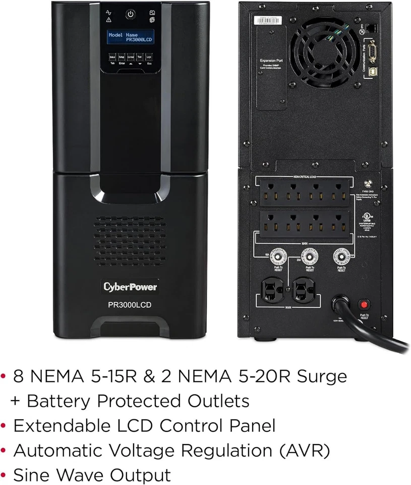 Sistema UPS CyberPower PR3000LCD Smart App Sinewave, 3000VA/2700W, 10 Tomacorrientes Foto 4 de 4