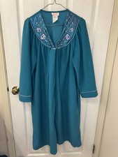 Vintage Carriage Court House Coat Zip Robe Size M Embroidered Teal - Stained