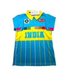 India 1996 Cricket World Cup Shirt Vintage Retro ODI Polo Jersey UK