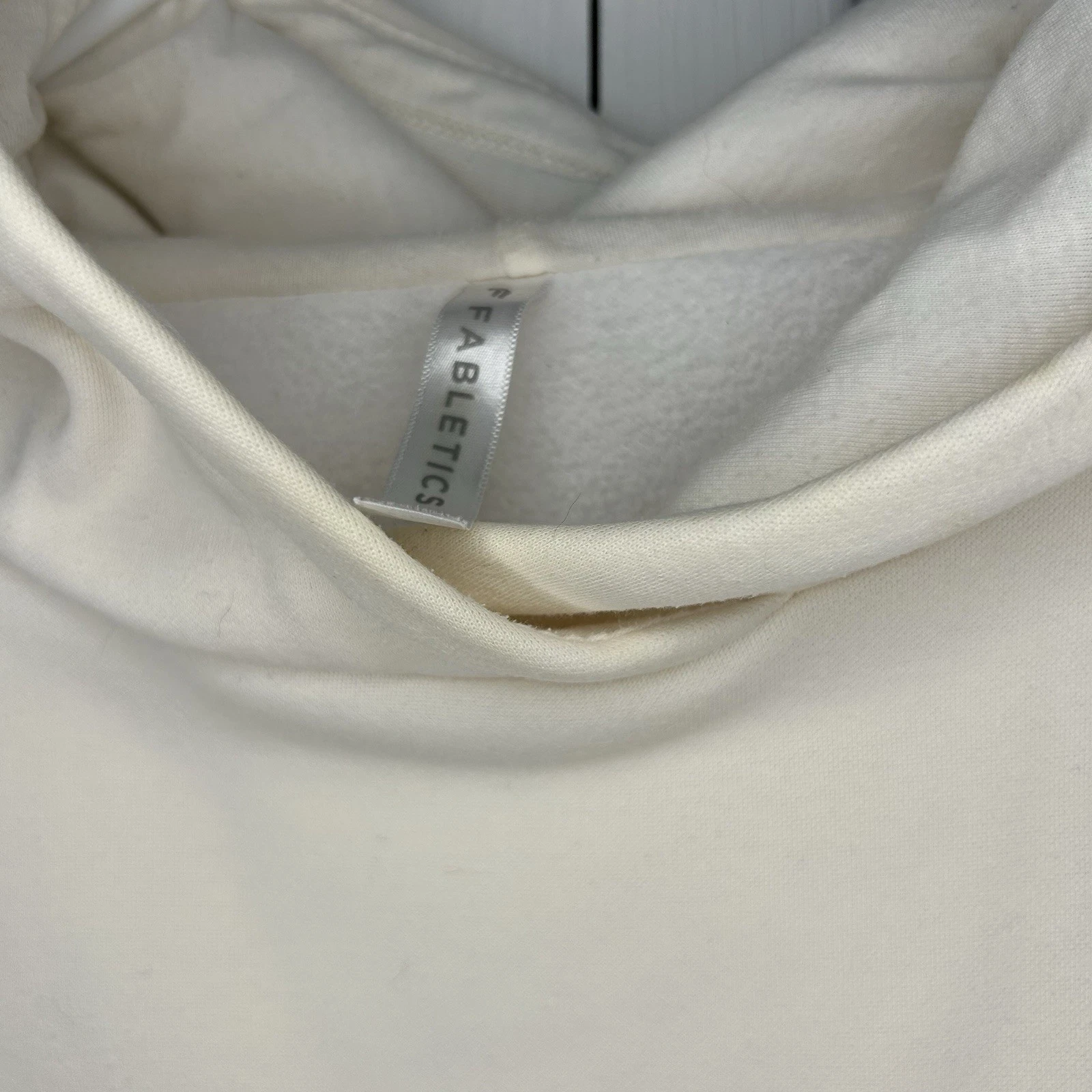 OFF WHITE Felpa con cappuccio pullover panna donna Fabletics tasche XXS