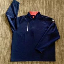 Mens ZERO RESTRICTION Stretch Poly/Spandex Golf Pullover Navy Red XXL Logo
