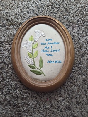 Russ Traditional Treasures Framed Cross Stitch Plaque John 15:12 MPN 4068