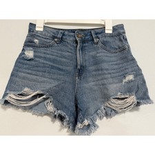 Sincerely Jules Denim Shorts Womens 7/28 Blue Excellent Distressed Frayed Hem