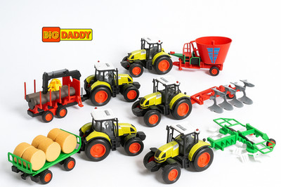 Big Daddy 1:16 Farm Tractor Toy w/ Sound   Hay Hauler, Lumber, Rake, Feed Mixer