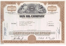Historisches Wertpapier Aktie Sun Oil Company 100 Shares 19687 177
