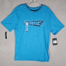Nike T-Shirt Mens M Blue Just Do It Dri-Fit Training Short Sleeve CK4261-446