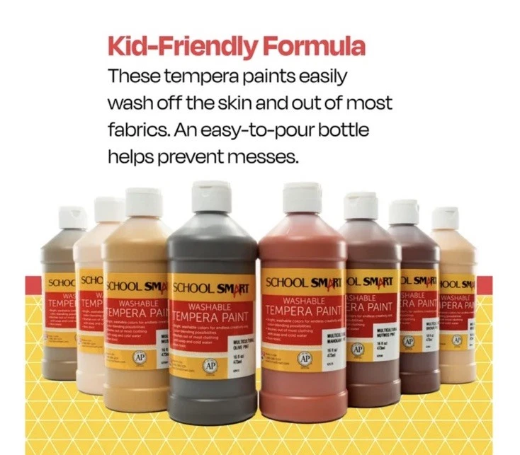 Juego de pintura al temple lavable inteligente escolar, colores multiculutros surtidos, pinta... Foto 4 de 4