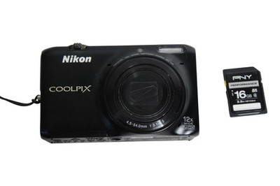 Nikon Coolpix S6500 Camera Black with PNY 16Gb SD Card - Tested & Working