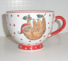 Sleigh Bell Bistro Sloth Holiday 12 oz Hot Cocoa Coffee Mug Footed Cup
