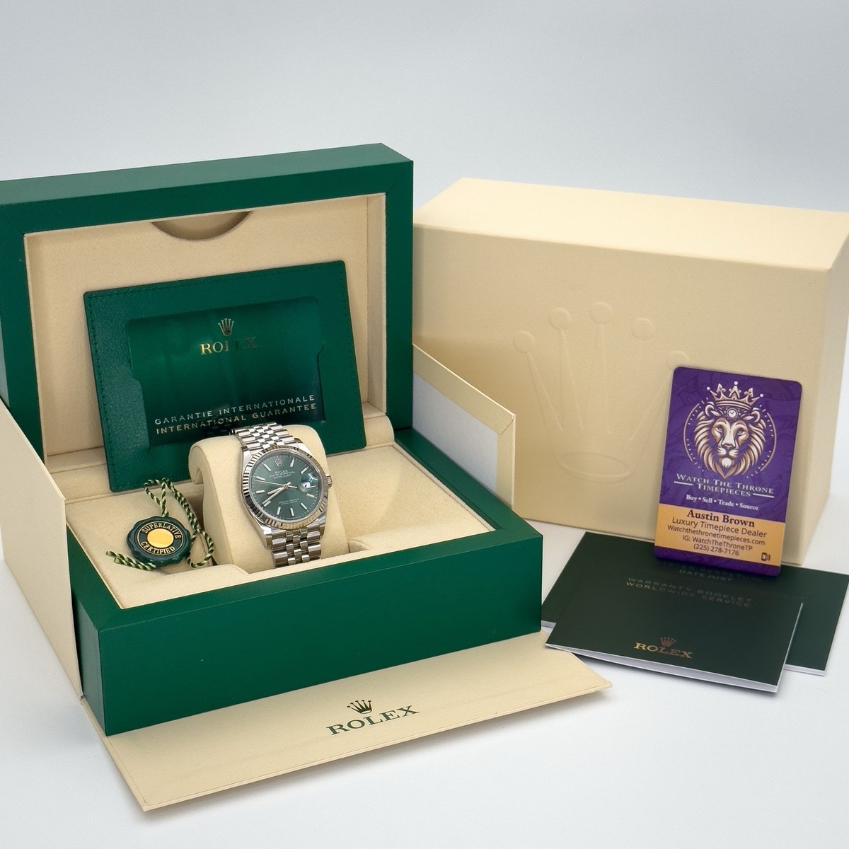 ヴィンテージ　ROLEX Datejust 木製ボックス 付属品セット 2025 Rolex Datejust 36 Mint Green Jubilee Complete Set