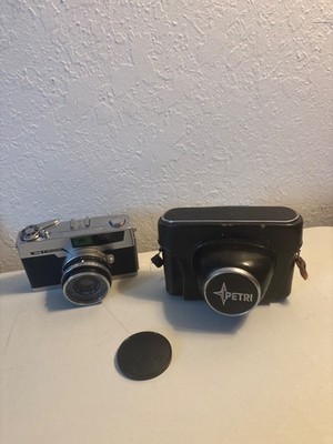 PETRI 7S CIRCLE EYE SYSTEM 35MM CAMERA 45MM F2.8 LENS LEATHER CASE - UNTESTED