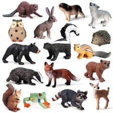 16 PCS Forest Animals Figures, Woodland Creatures Figurines, Miniature Toys C...