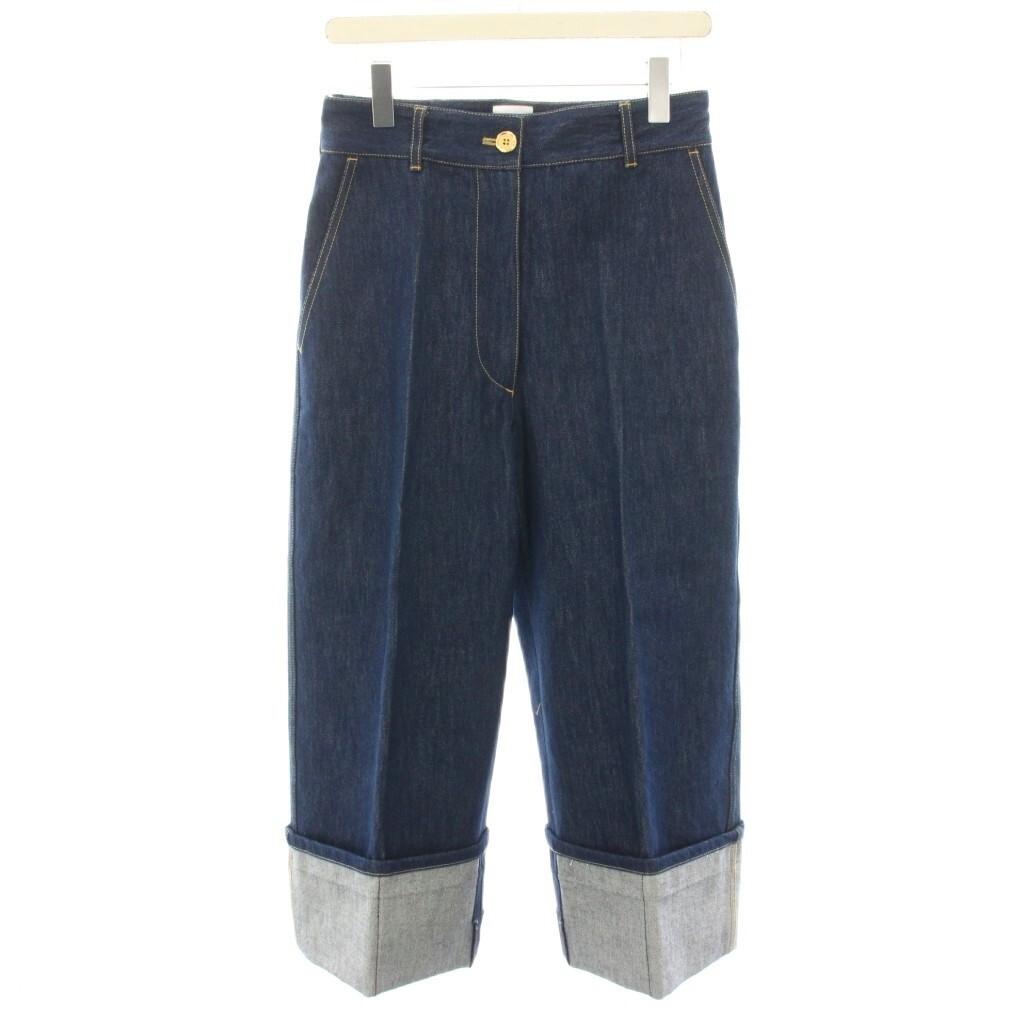 Patou Iconic Denim Pants Jeans Zip Fly Wide 36 Indigo 21Aa4-Tr003-08 /Yt Women'S