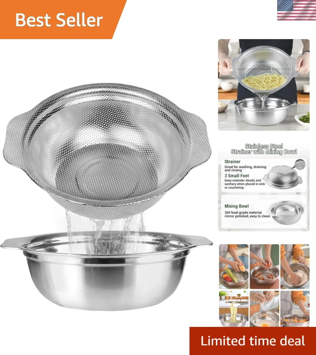 Stainless Steel Colander for Kitchen, 2.5QT Rice Washer Strainer with Mixing ...
Opens in a new wind