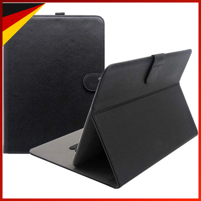 Folio Klapp Hülle PU-Leder für 9-10 Zoll Tablet Schwarz Ständer Schutzhülle