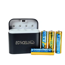 Travel Ready USB-C Charger with 4 or 8 AA 3600mWh Lithium Rechargeable Batteries