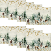 Kiefern Elch Schneeflocken Weihnachten Platzsets 8Er Set, 30X45Cm Winter Urlaub