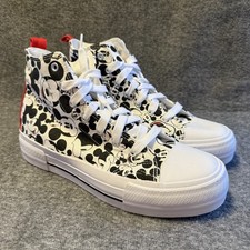 Disney Mickey Mouse High Top Sneakers Canvas Print Womens US 9 Red