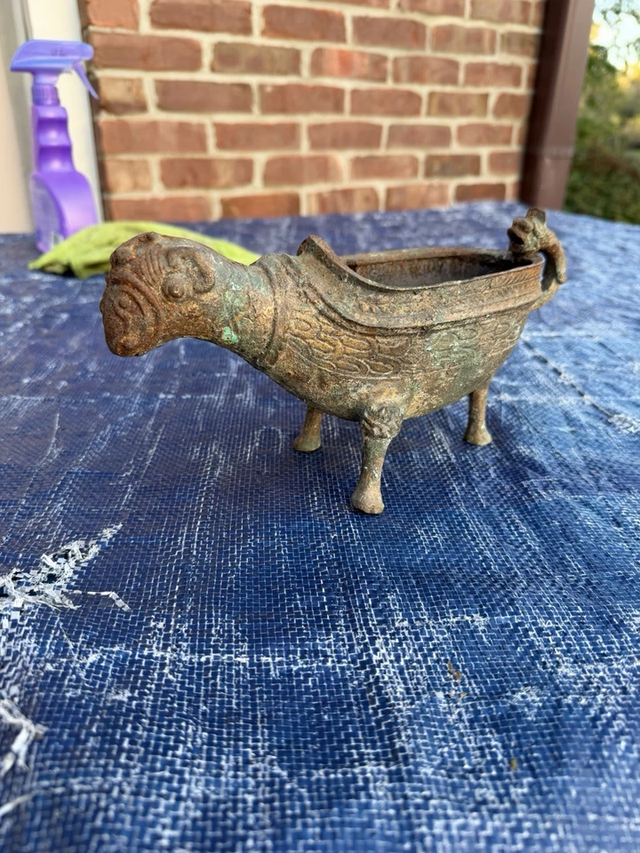 ANTIQUE CHINESE ARCHAISTIC CAST IRON RAM-FORM INCENSE BURNER - Image 4 of 4