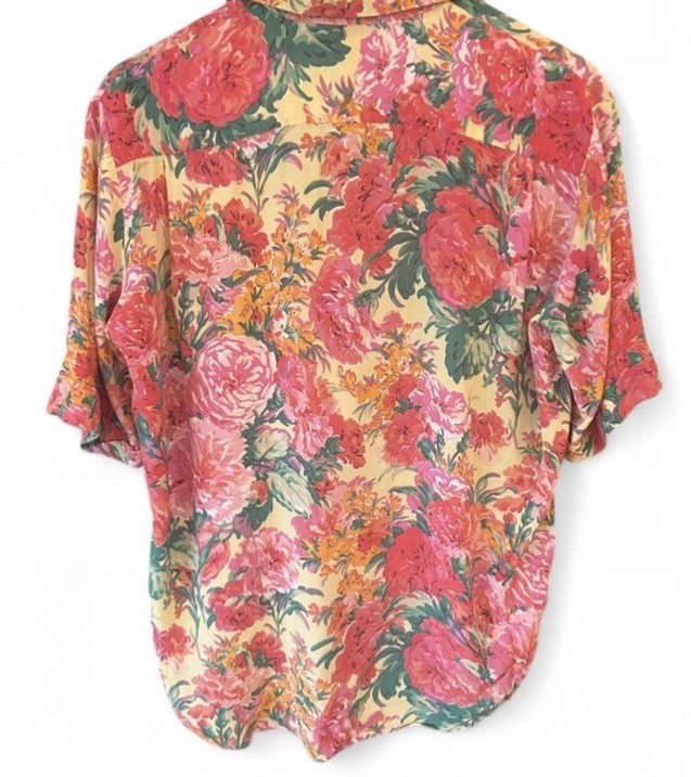 Zara Multicolor Oversized Button Down Floral Blou… - image 5