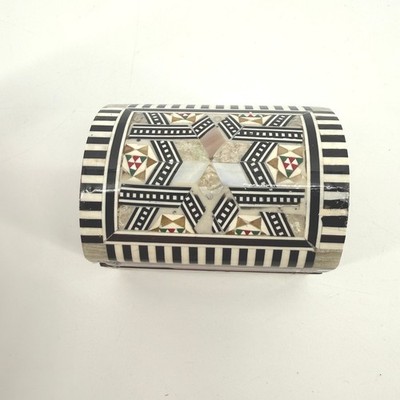Jewelry Box Inlay Unisex Small Brown Mother of Pearl Bone Marquetry