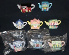 Wade Red Rose Tea Teapot series from 1997 complete set of 8 Roseville Buildings