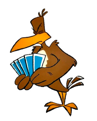 #NN57 - RAPUNZEL ANIMATION CEL -  BIRD PLAYING CARDS - SCENE 36