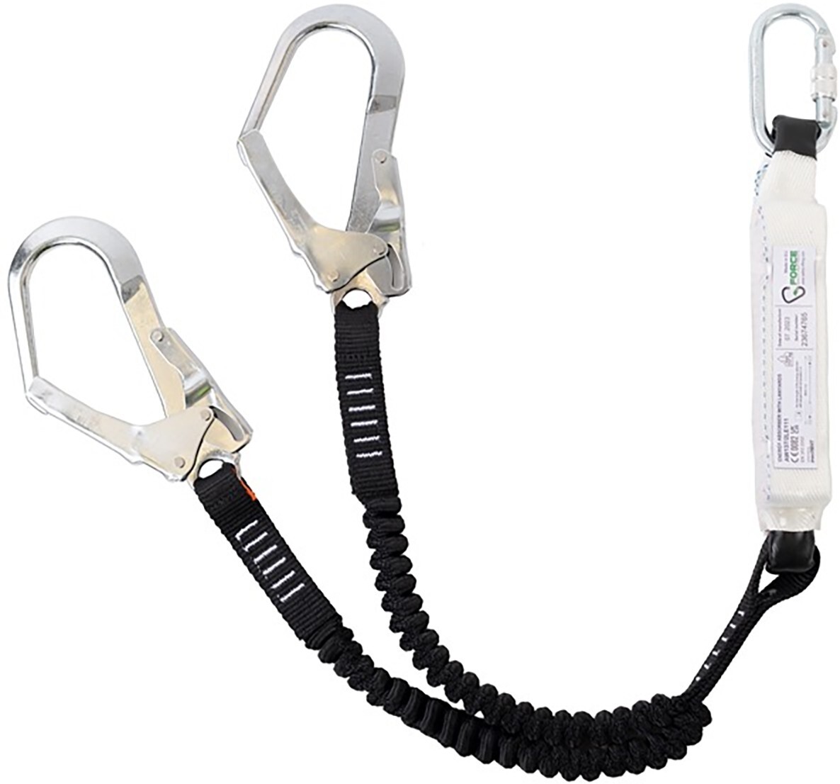 G-Force Elasticated Twin Leg Shock Absorbing Lanyard 1.5mtr Scaffold Hook 137kg