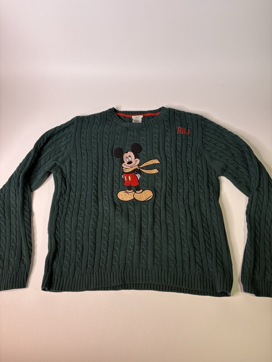 Disney Store Mickey Mouse Pullover Sweater Men Green L Christmas