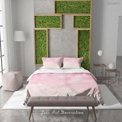 3D Pink Abstract Watercolor Quilt Cover Set Bedding Sets Pillowcases Queen