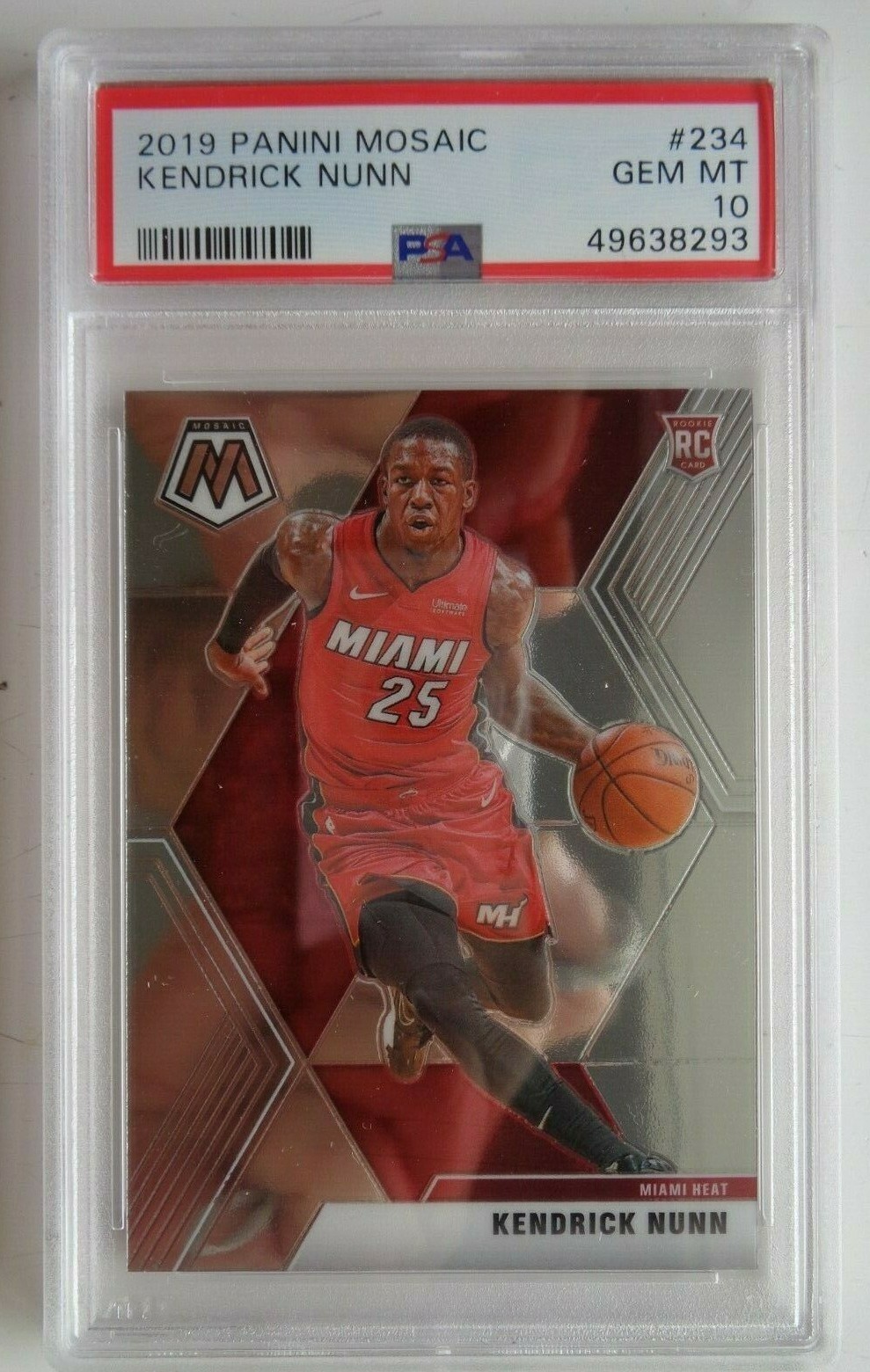 KENDRICK NUNN PSA 10 2019 PANINI MOSAIC BASKETBALL # 234 ROOKIE MIAMI HEAT RC 🔥