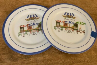 2 Salad Plates Cafe Mimi Miracle Melamine Plastic Restaurant Chairs Umbrellas