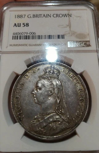 1887 Great Britain Victoria Silver Crown NGC AU58. Undergraded.