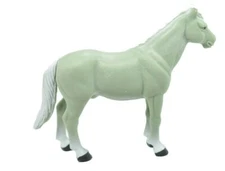 Horse, Gray & White Plastic Toy Animal, Realistic Figure, Farm Model 3.5" F4420