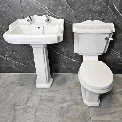 Legend Traditional Victorian Style Basin Sink and Toilet Set Bathroom Suite