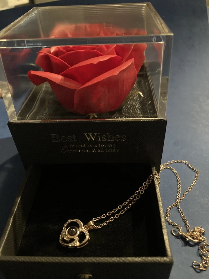 Muttertag Ewige Schmuck Rose  Herz Halskette Geschenkbox Liebe Ring Partnerin