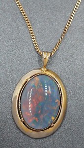 Authentic Gold Plated Sterling Silver Opal Triplet Pendant