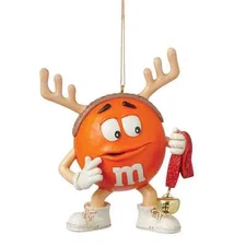 Jim Shore M&M'S ORANGE CHARACTER IN HAT WITH STRAND OF BELLS ORNAMENT 6015687