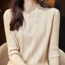 Ladies Faux Cashmere Knit Sweater Rhinestone Jumper Knitwear Top Casual Daily