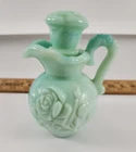 Vintage Avon Blue Milk Glass Pitcher Vase Bottle Victorian Roses FAST SHIPPING!!