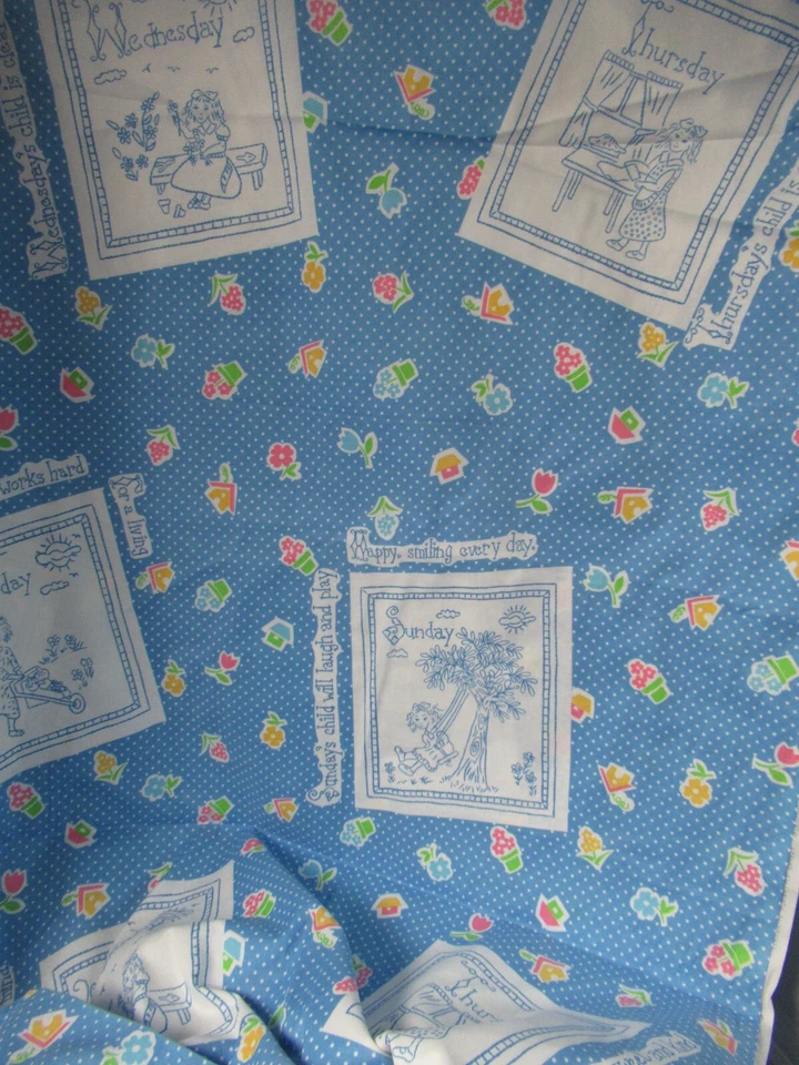 Days Of The Week TELAS WINDHAM DE COLECCIÓN RARAS AZULES MULTI SBTYX 44"W NUEVAS Foto 3 de 4