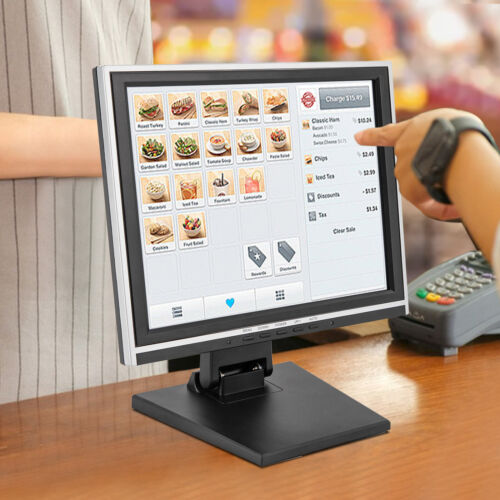 15" LCD Touch Screen Monitor USB VGA POS Stand For Retail Kiosk Restaurant Bar - Afbeelding 1 van 21