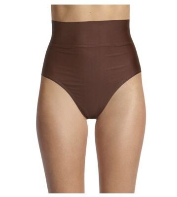 NEW Time & Tru Brown High Waist Fold Over Swim Bikini Bottom Plus sz 1X 16W-18W