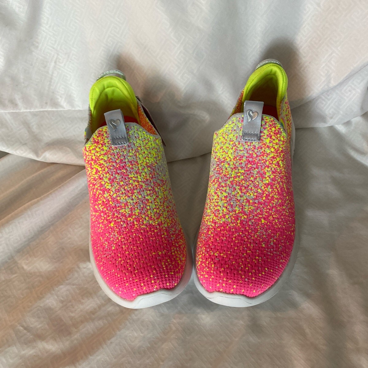 NEW Neon Skechers Air Cooled Memory Foam Slip On Shoes Girls