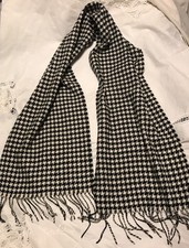 Acrylic Long Unisex Scarf 11 1/2"W x 54"L Made in Germany Black White Fringed