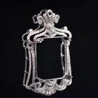 Big Emerald Cut 22x18MM Natural Diamond Pendant Semi Mounting 14K White Gold